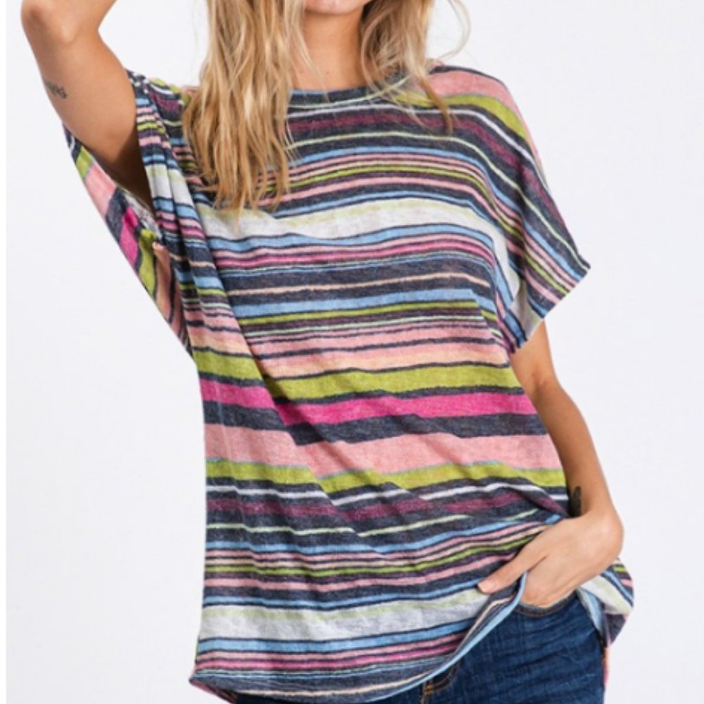 Pink Stripe Open Back Top NWT - Picture 2 of 2